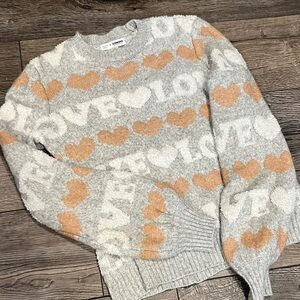Wild Fable Gray and Tan Heart Pattern Sweater